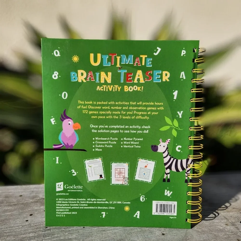 NEW Kids Brain Teaser Puzzle Activity Book Sodoku Crossword Word Search Workbook